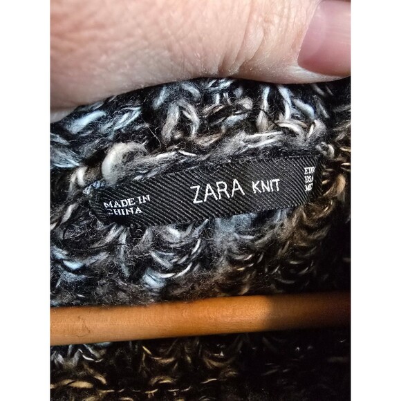 Zara knit black and white marbled hi low sweater women's size small - Picture 6 of 7